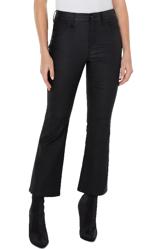 Liverpool Hannah Coated Crop Flare Jeans In BlackCroptopdye