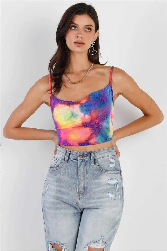 Multi Color Neon Tie-dye Sleeveless Crop TopCroptopmodern