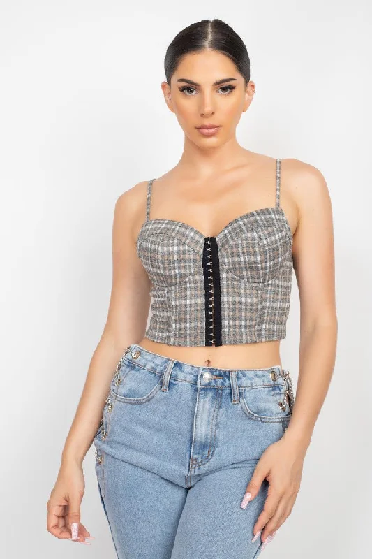 Plaid Hook & Eye Sweetheart Crop TopCroptopvr