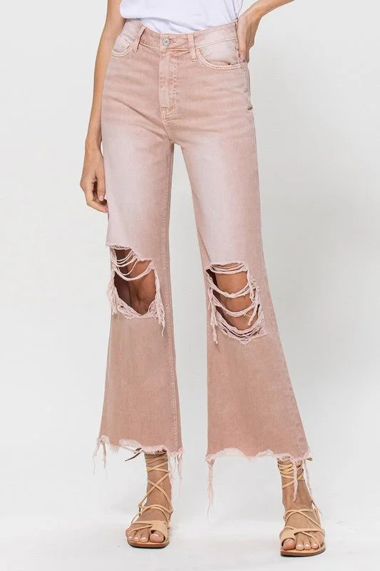 90's Vintage Blush Pink Crop Flare JeansCroptopexperience