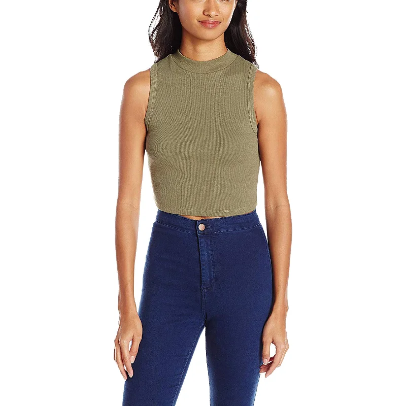 Billabong Green Sleeveless Ribbed Crew Neck Crop Top JuniorsCroptopcashmere