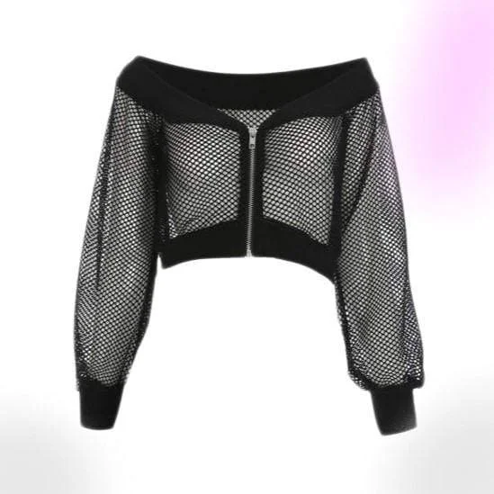 Gothic Mesh Off Shoulder Crop TopCroptopseam