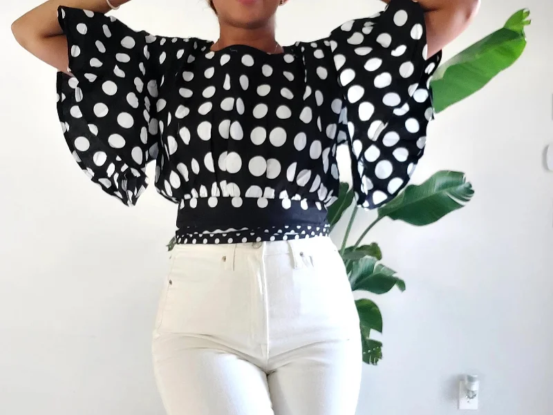 Polka Dot Crop Top - Black & WhiteCroptopaumented