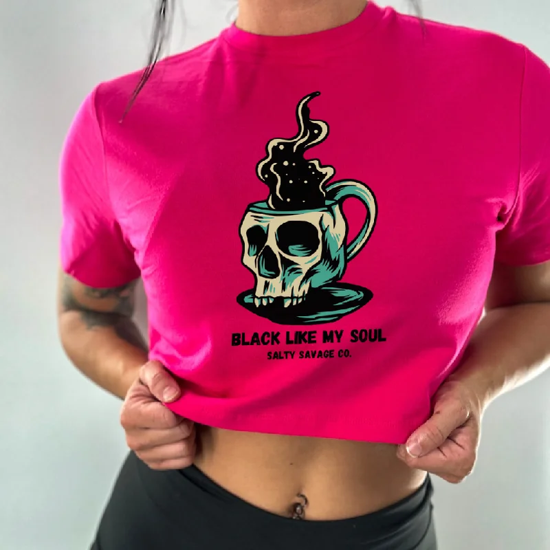 Salty Savage Ladies "BLACK LIKE MY SOUL" Performance Crop TeeCroptopenthusiast