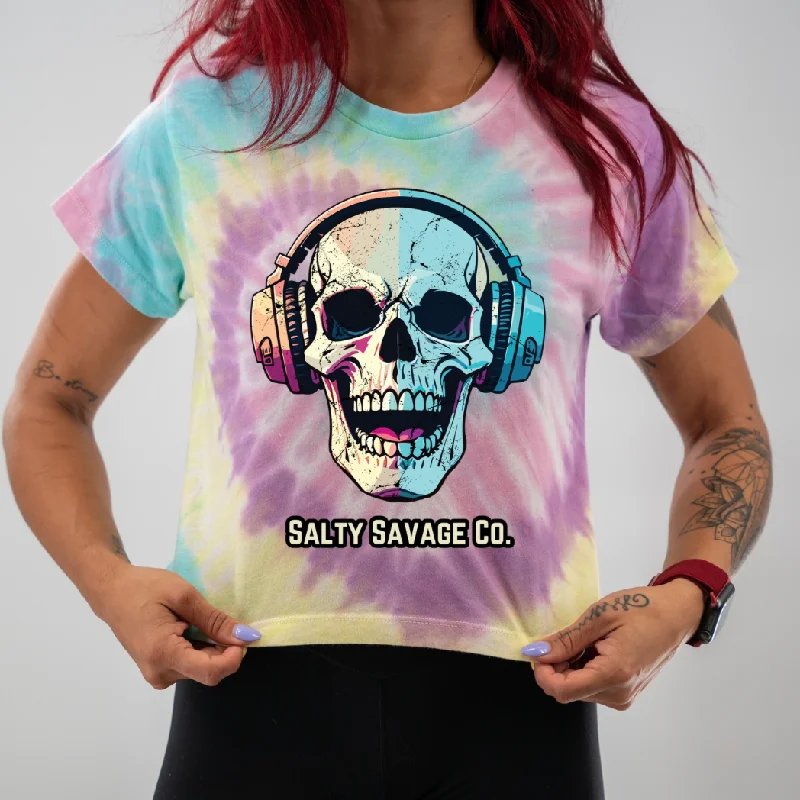 Salty Savage Ladies “Dead Beats" Spiral Tie Dye Crop TeeCroptopgame