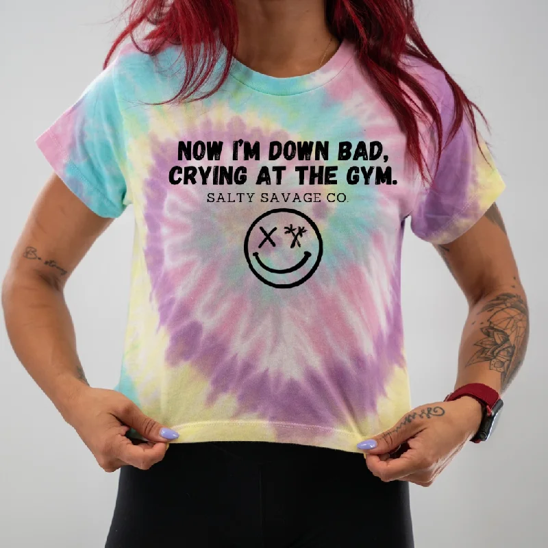 Salty Savage Ladies "DOWN BAD" Spiral Tie Dye Crop TeeCroptopmemory