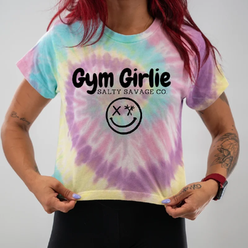 Salty Savage Ladies "Gym Girlie" Spiral Tie Dye Crop TeeCroptopcasual