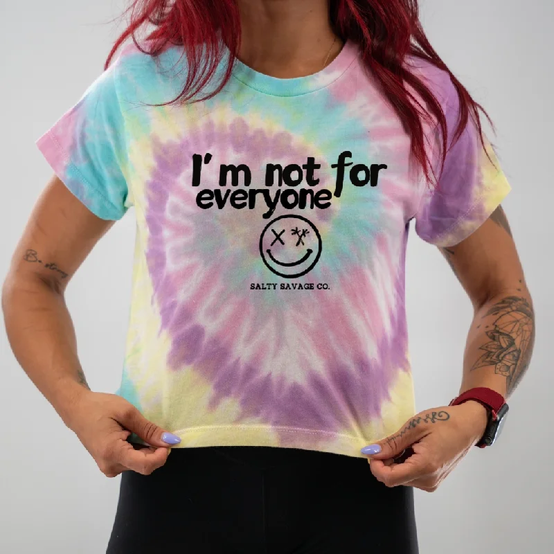 Salty Savage Ladies "I’m not for everyone" Spiral Tie Dye Crop TeeCroptopnostalgia