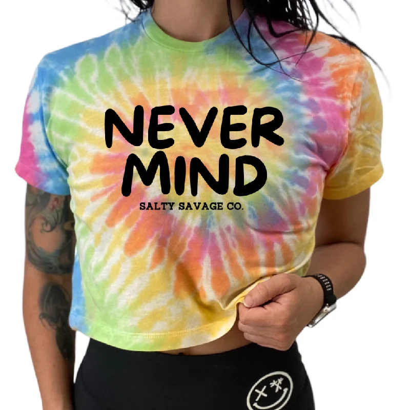 Salty Savage Ladies "NEVERMIND" Spiral Tie Dye Crop TeeCroptopcolor