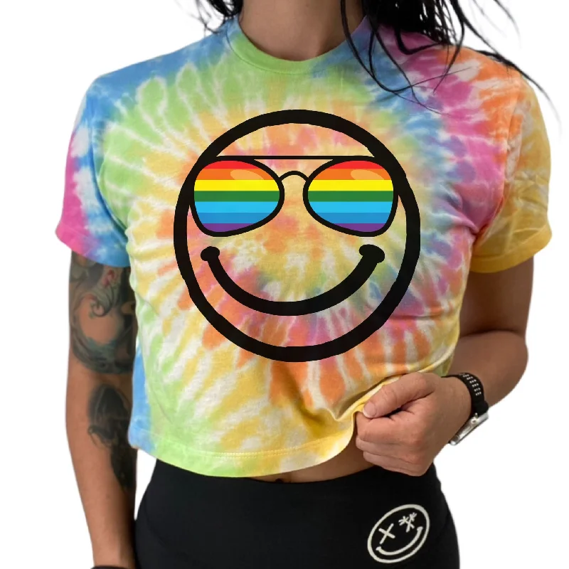 Salty Savage Ladies "OG PRIDE SMILE" Spiral Tie Dye Crop TeeCroptoptrendsetter