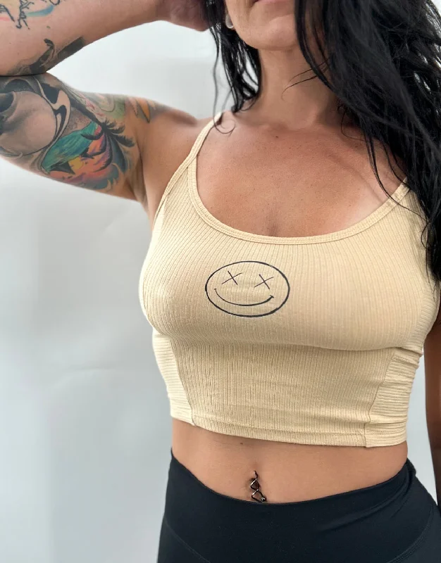 Salty Savage Ladies “OG Smile” Ribbed Cami Crop TopCroptoptrend