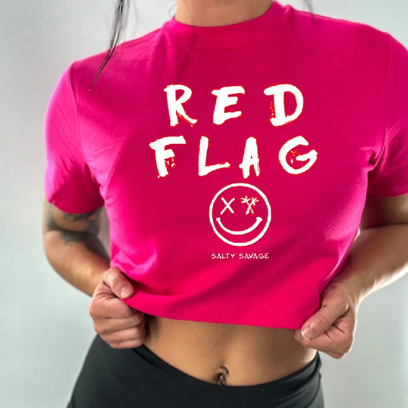 Salty Savage Ladies "RED FLAG" Performance Crop TeeCroptopfan